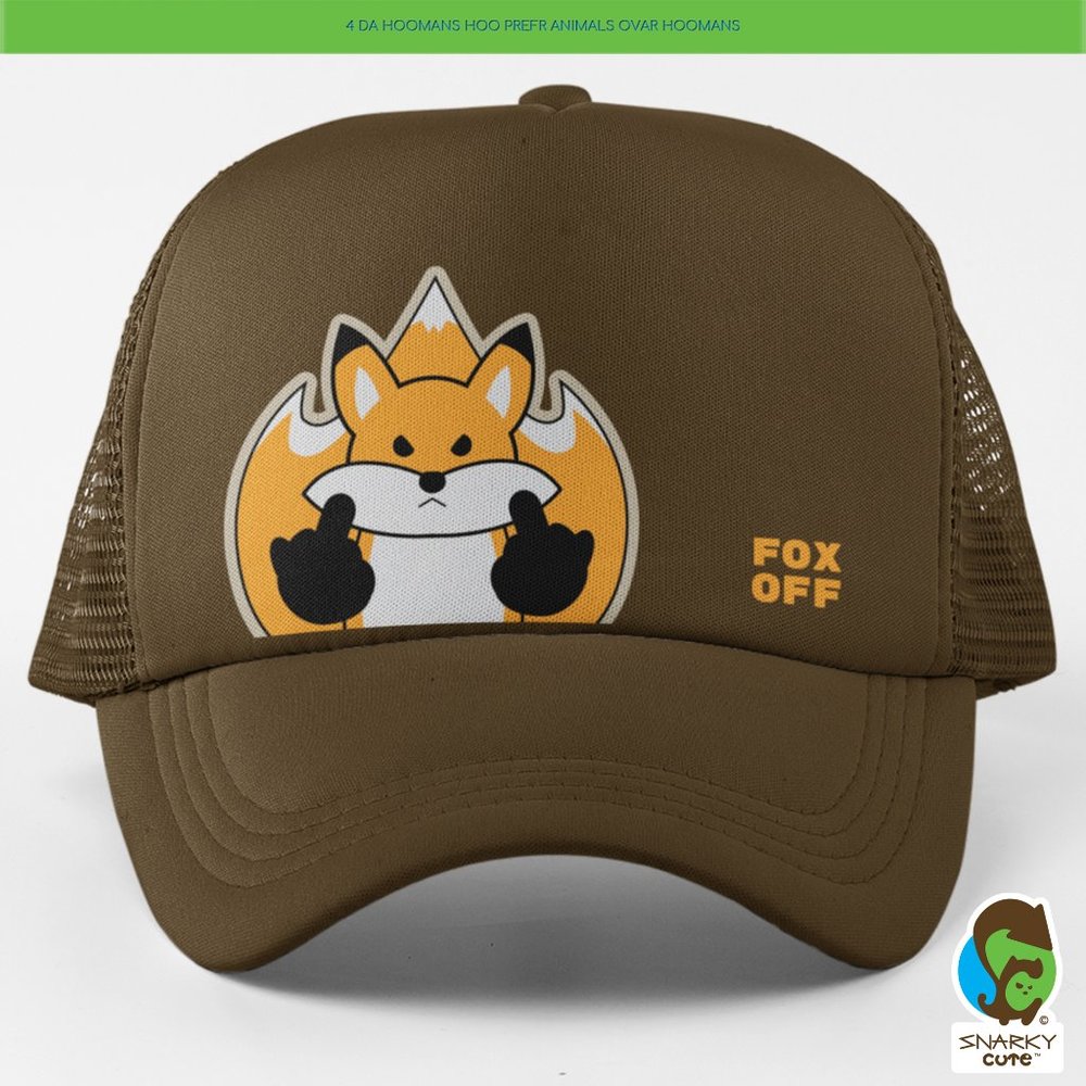 Fox Flipping Off Peeker Foam Trucker Snapback Cap BROWN
